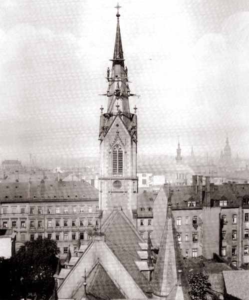seltene Aufnahme aus dem Jahre 1878 - Die Johanniskirche mit neogotischer Turmhaube